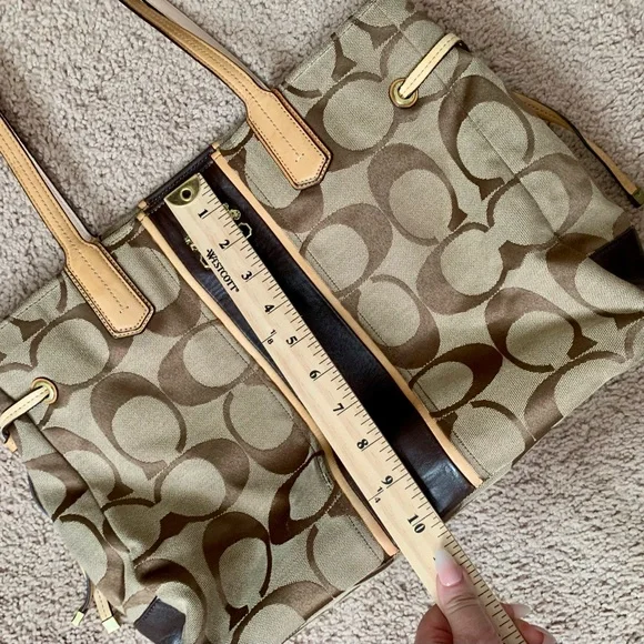 Coach Brown and Tan Signature Tote - Picture 8 of 12